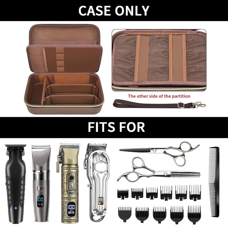 casmilee Barber Case for Hair Clippers Cutting Supplies, Trimmer Accessories Organizer for Wahl/for Ufree/for Andis Men Women Razor Grooming Kits, for Oneisal Dog Shaver- Travel Bag Only (Brown) - Image 2
